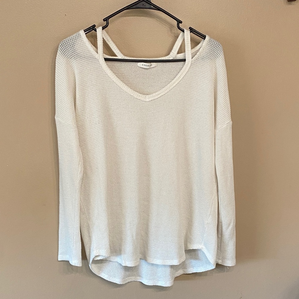 Cherish Cream Long Sleeve V-Neck Top